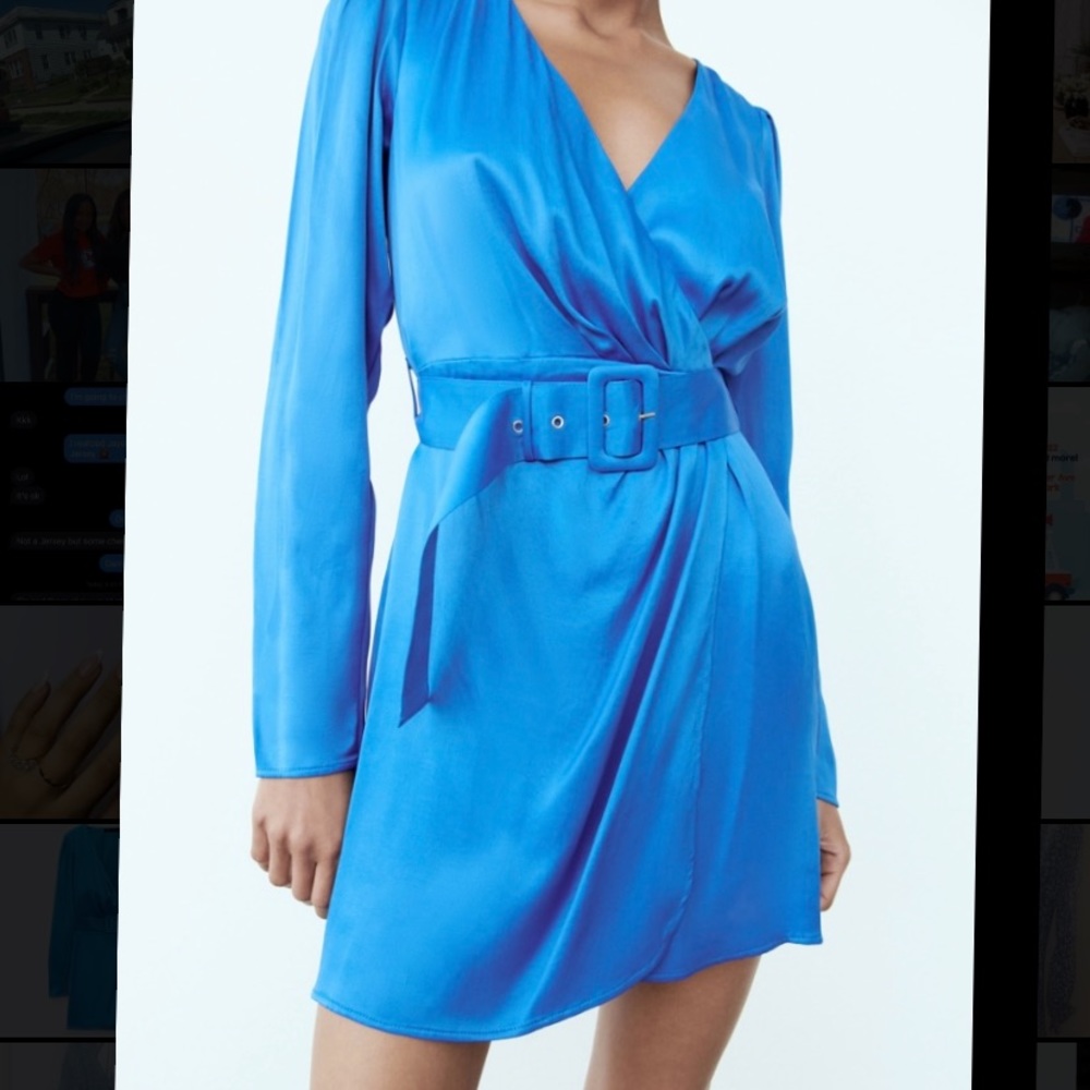 Zara belted satin effect dress